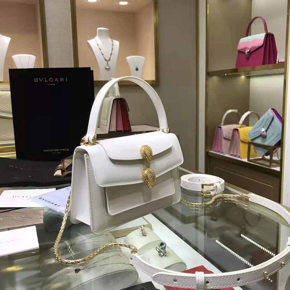 Side angle showing adjustable strap on Bvlgari Women Alexander Wang X Bvlgari Belt Bag-White