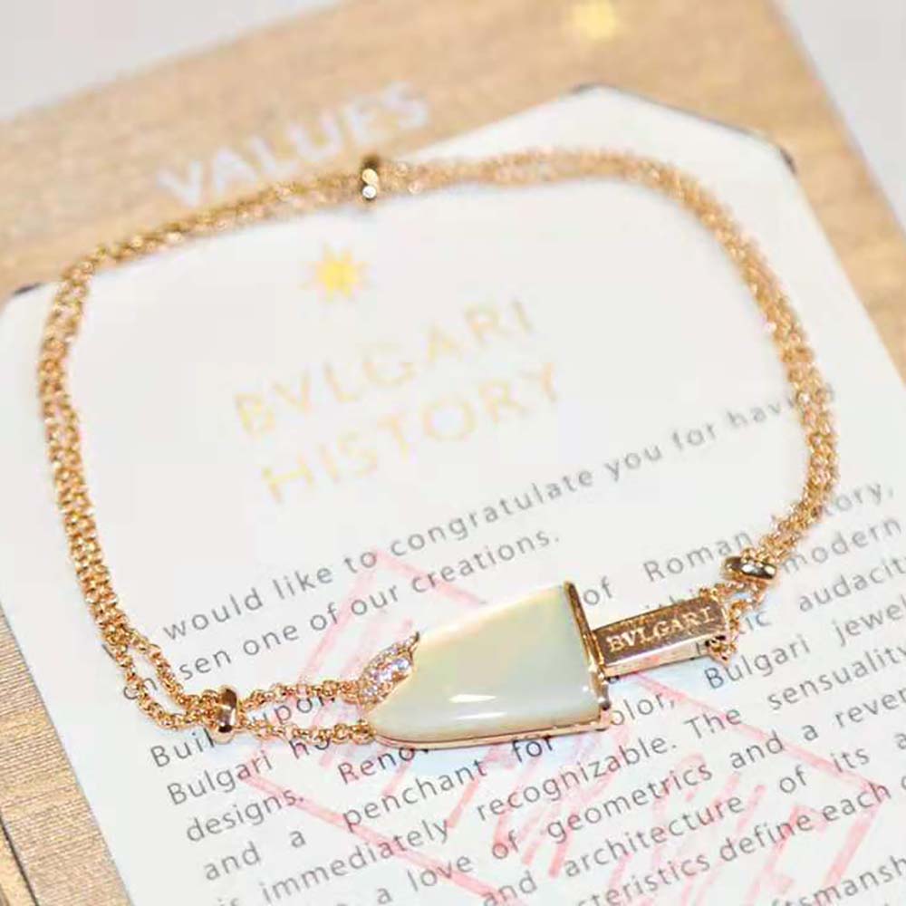 Side angle of Bvlgari Women BVLGARI BVLGARI Gelati rose gold bracelet