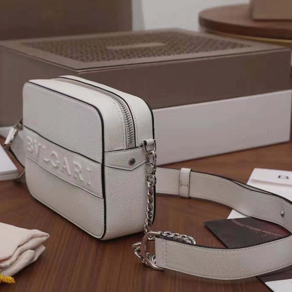 Bvlgari Women Bvlgari Logo Camera Bag in Calf Leather-White - image 8