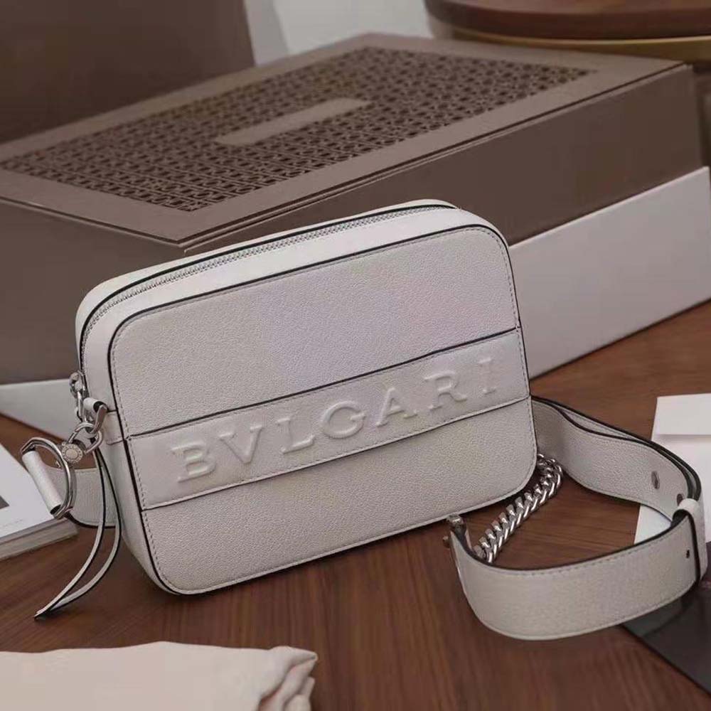 Bvlgari Women Bvlgari Logo Camera Bag in Calf Leather-White - image 4