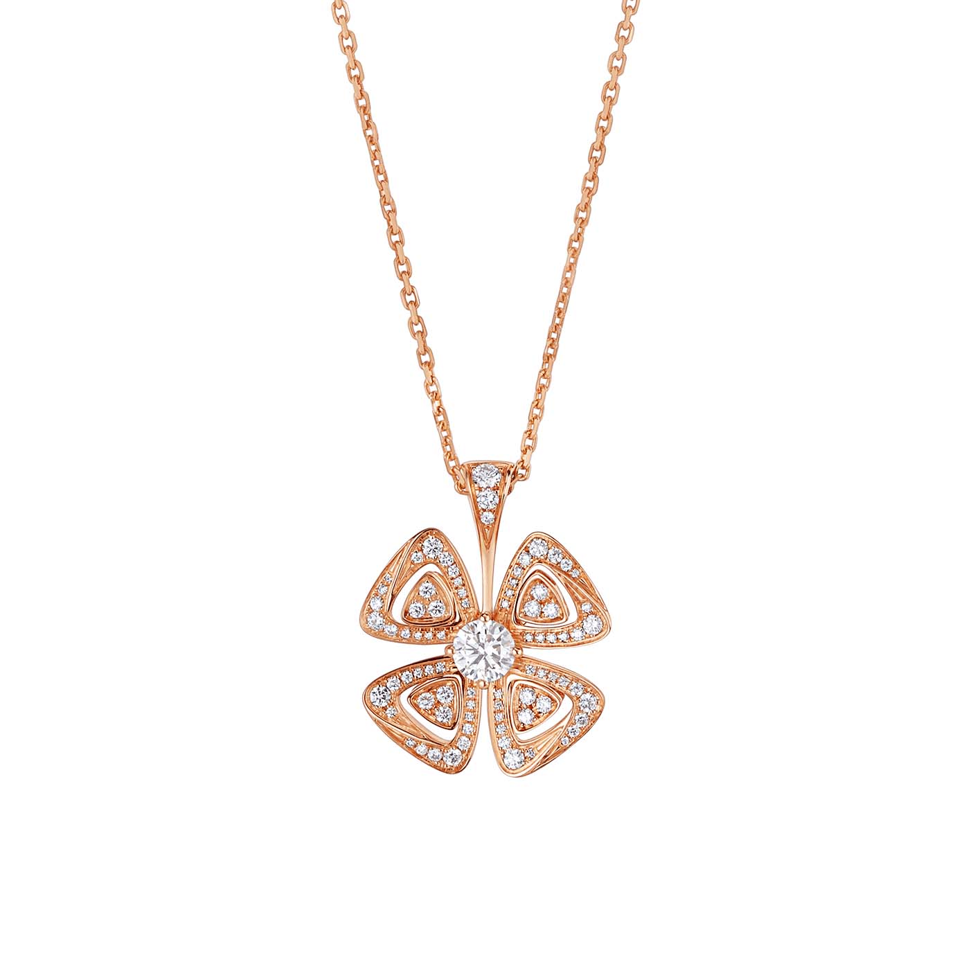 Bvlgari Women Fiorever 18 KT Rose Gold Necklace close-up on floral detail