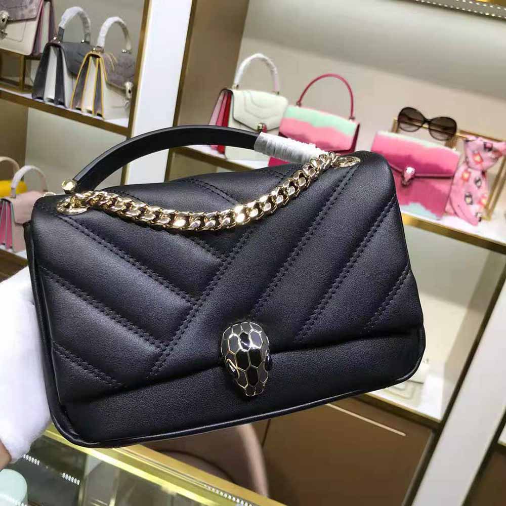 Bvlgari Women Serpenti Cabochon Shoulder Bag-Black - image 4