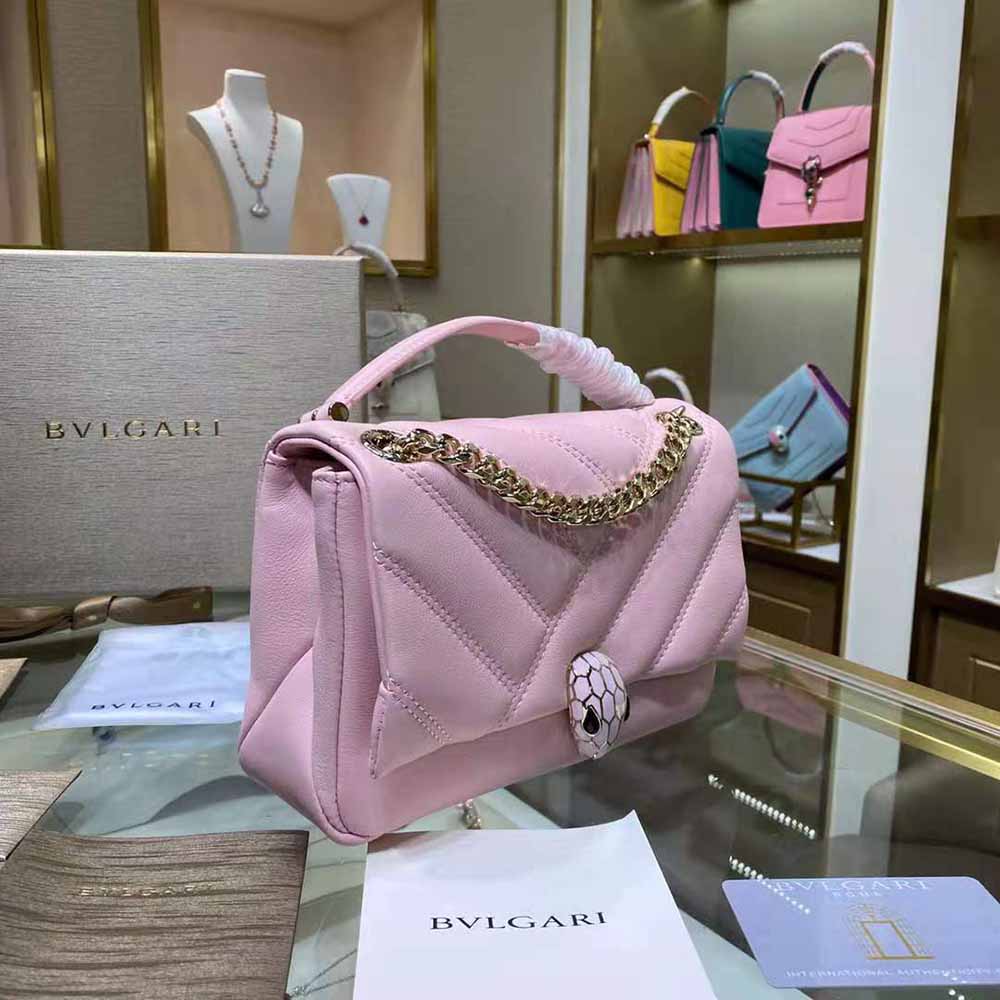 Bvlgari Women Serpenti Cabochon Shoulder Bag-Pink - image 4