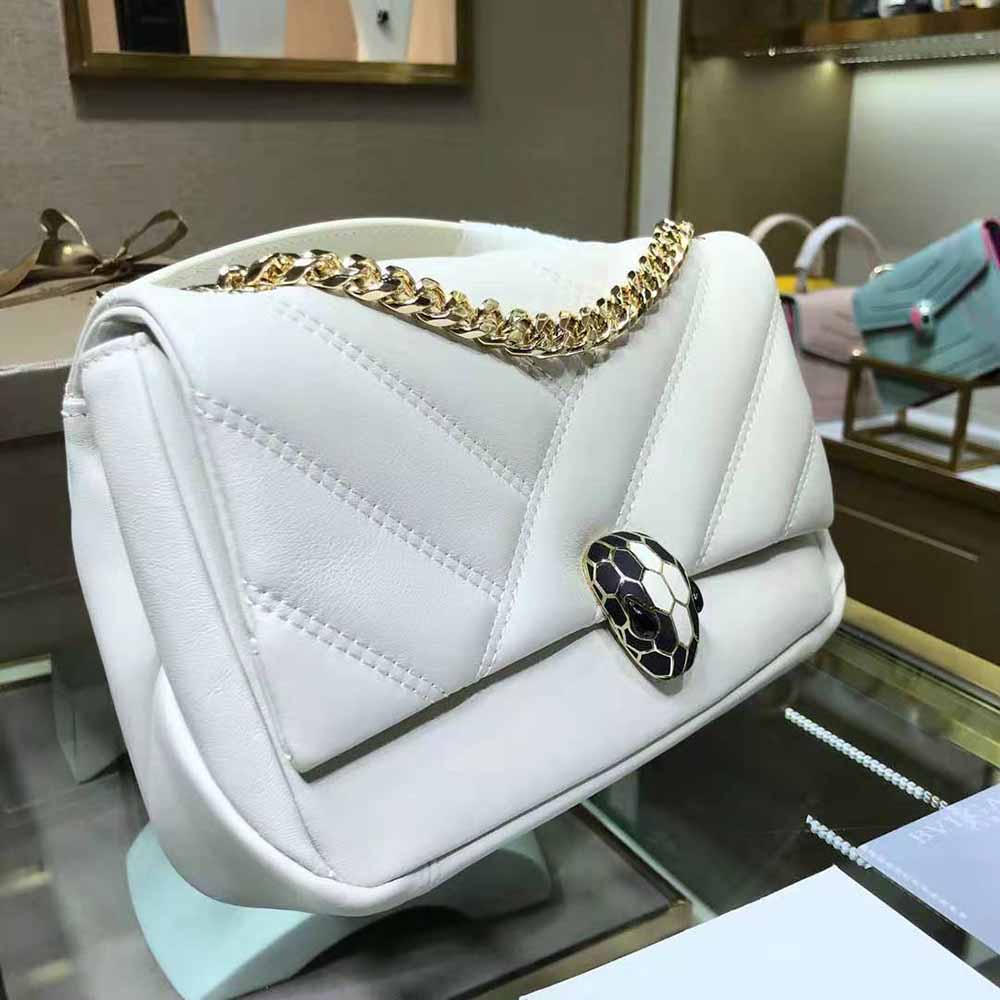 Bvlgari Women Serpenti Cabochon Shoulder Bag-White - image 7
