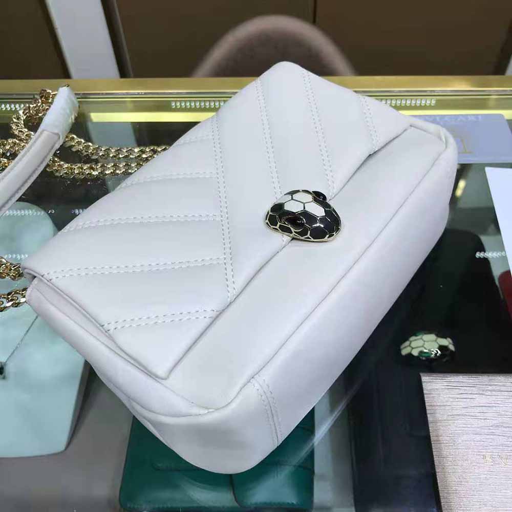 Bvlgari Women Serpenti Cabochon Shoulder Bag-White - image 5
