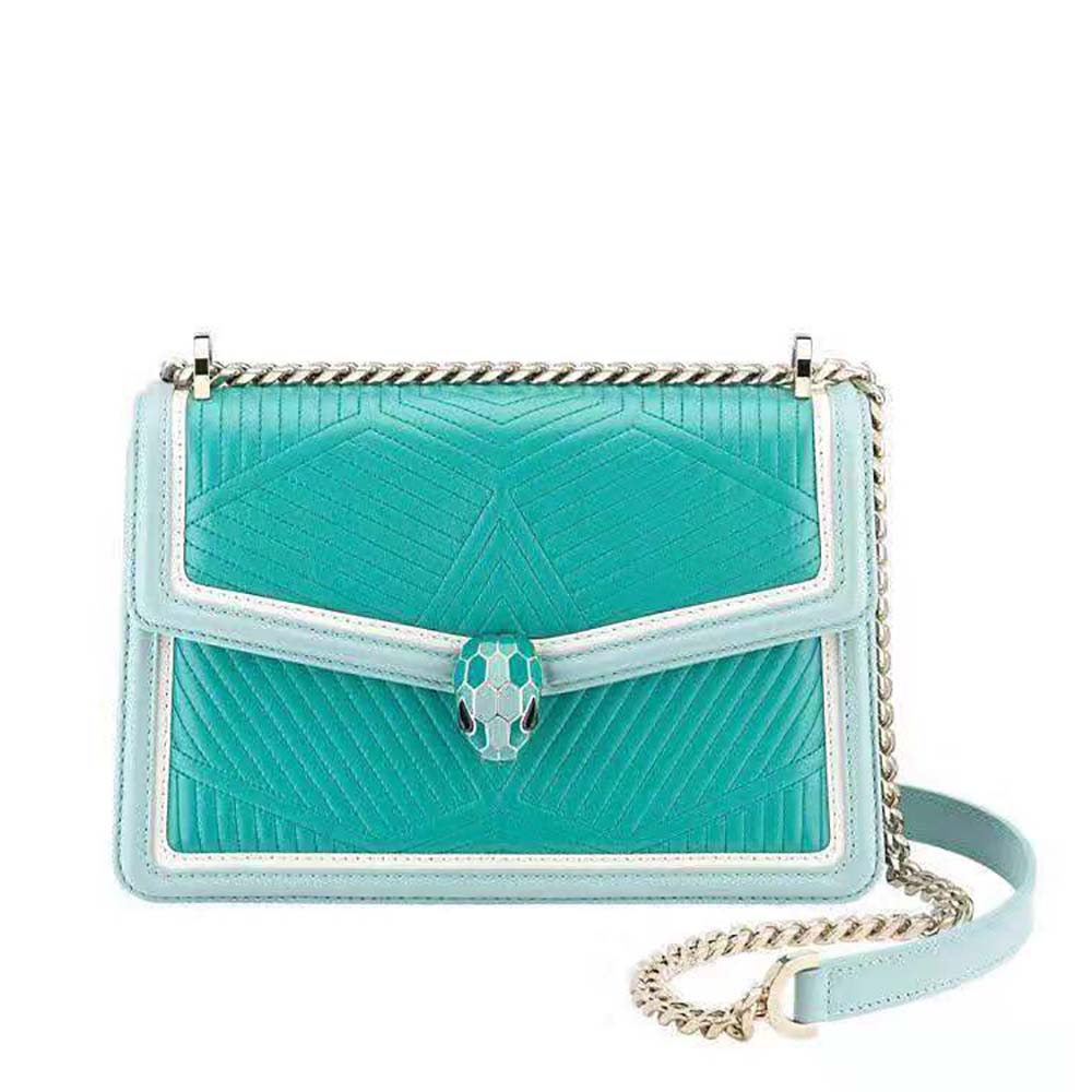 Bvlgari Women Serpenti Forever Shoulder Bag-Aqua