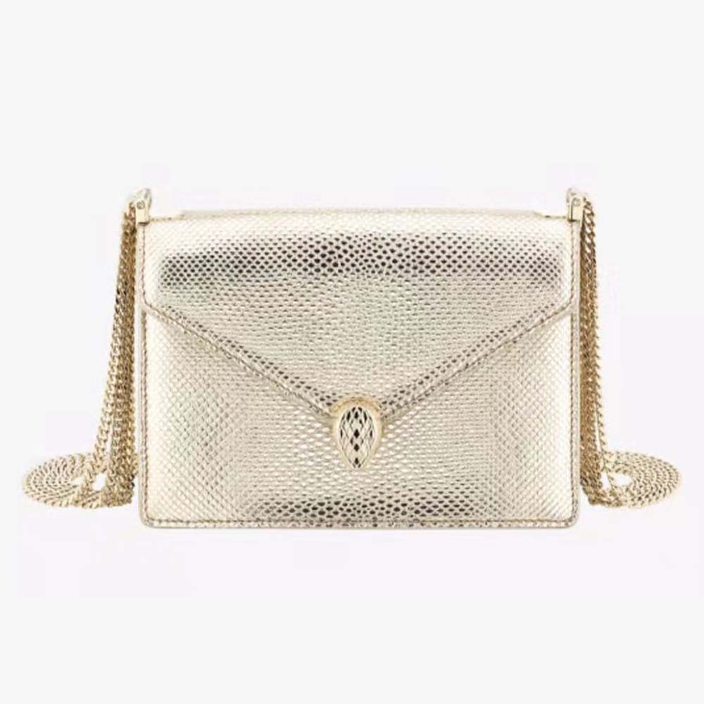 Bvlgari Women Serpenti Forever Shoulder Bag in Karung Leather-Beige