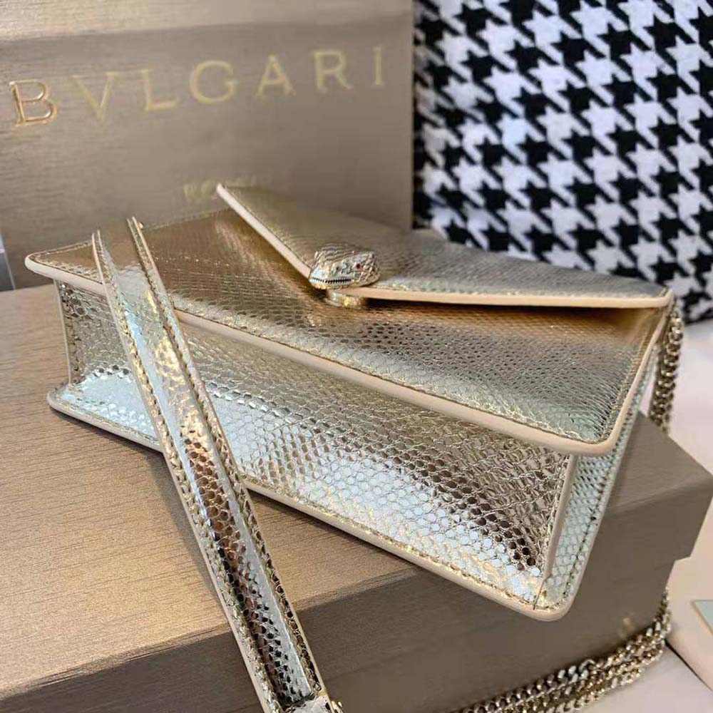Bvlgari Women Serpenti Forever Shoulder Bag in Karung Leather-Beige - image 7