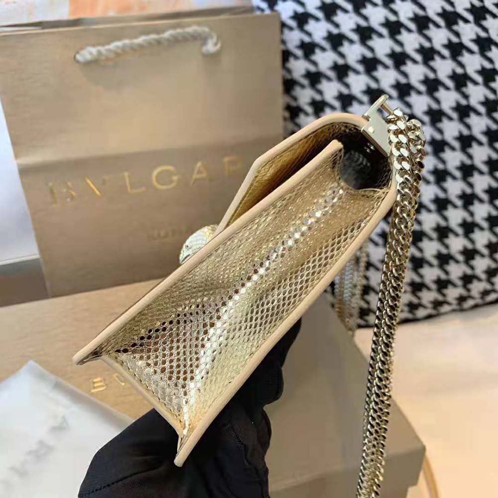Bvlgari Women Serpenti Forever Shoulder Bag in Karung Leather-Beige - image 6