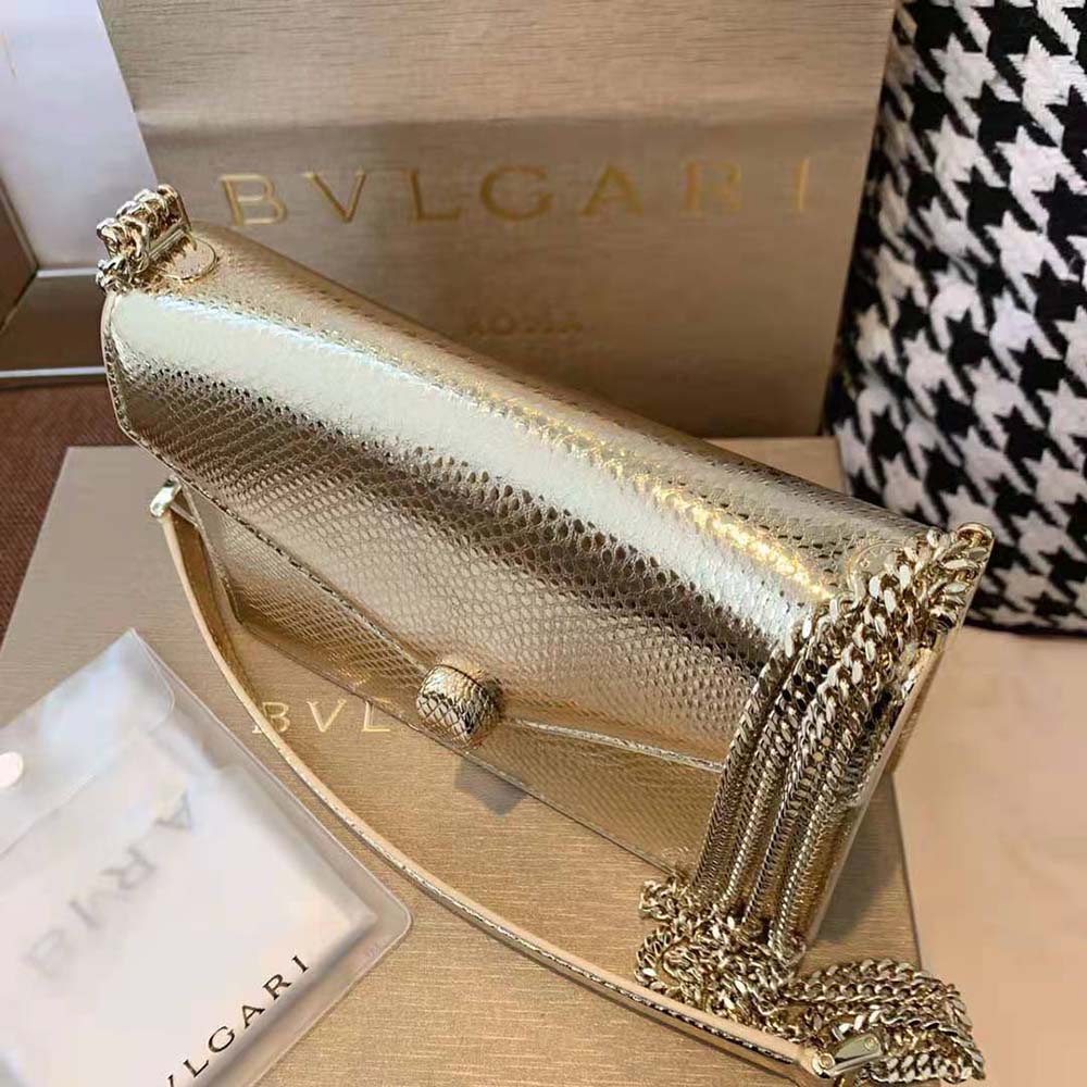 Bvlgari Women Serpenti Forever Shoulder Bag in Karung Leather-Beige - image 5