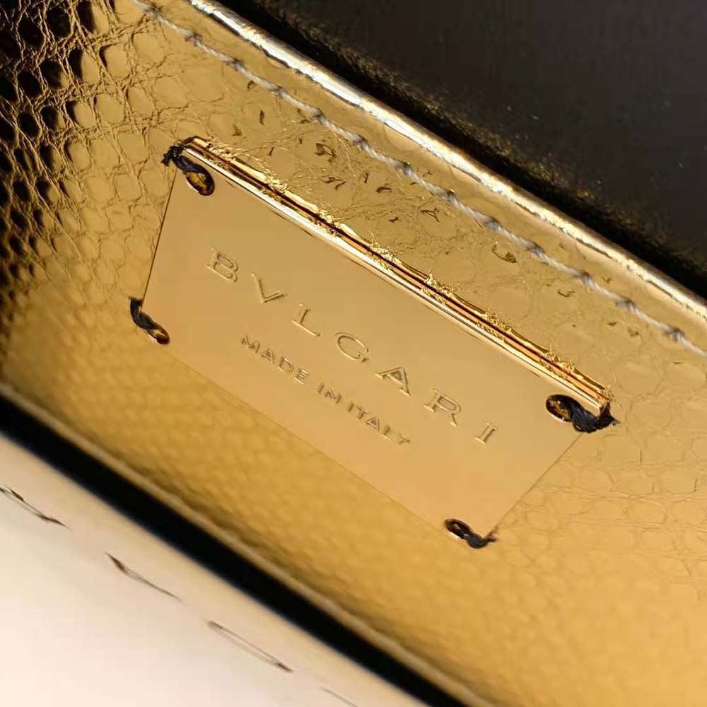 Bvlgari Women Serpenti Forever Shoulder Bag in Karung Leather-Gold - image 10
