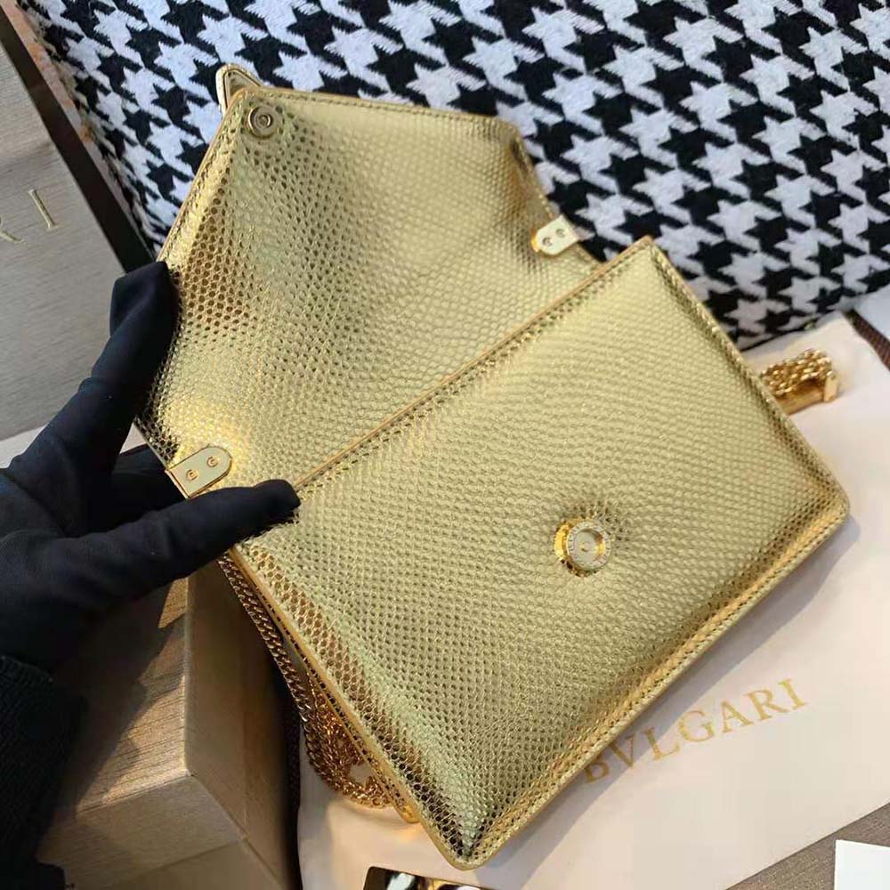 Bvlgari Women Serpenti Forever Shoulder Bag in Karung Leather-Gold - image 4