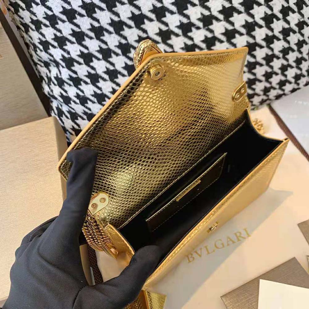 Bvlgari Women Serpenti Forever Shoulder Bag in Karung Leather-Gold - image 5