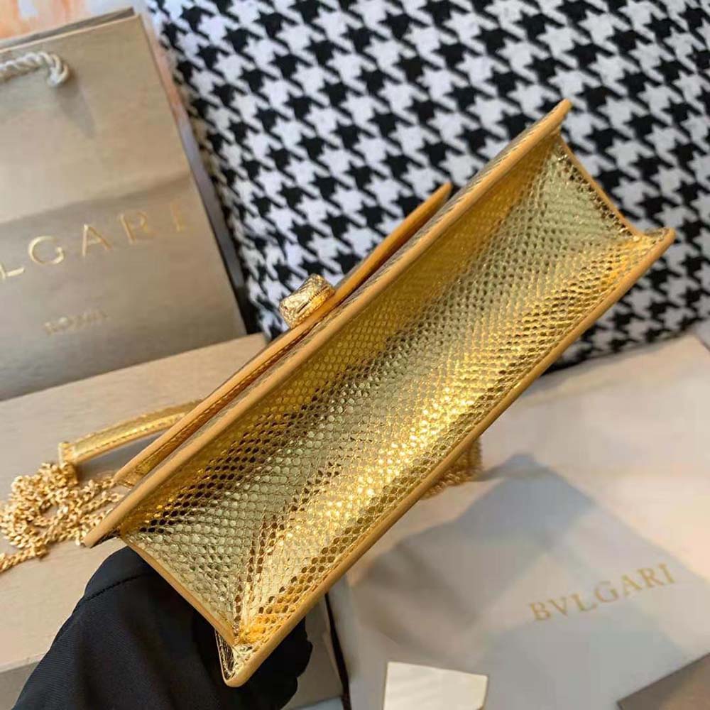 Bvlgari Women Serpenti Forever Shoulder Bag in Karung Leather-Gold - image 6
