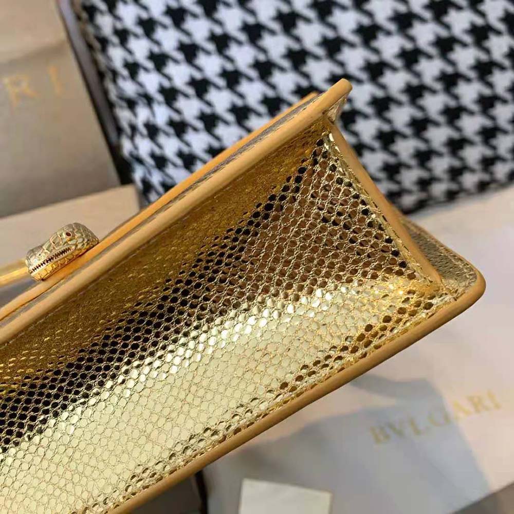 Bvlgari Women Serpenti Forever Shoulder Bag in Karung Leather-Gold - image 8