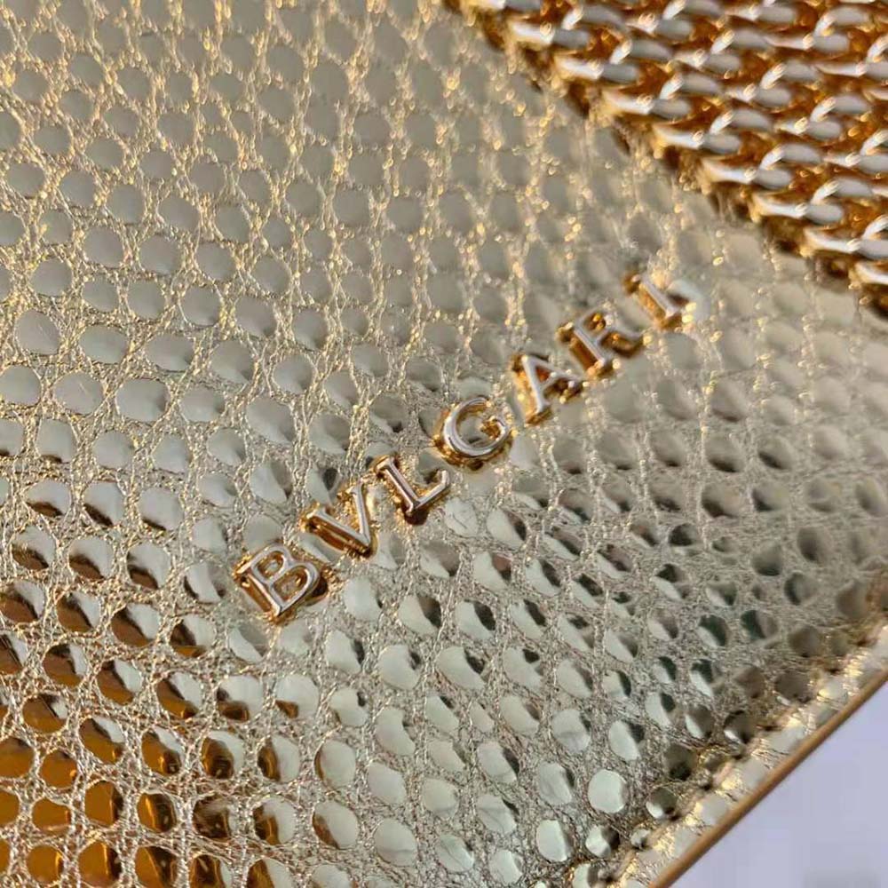Bvlgari Women Serpenti Forever Shoulder Bag in Karung Leather-Gold - image 9