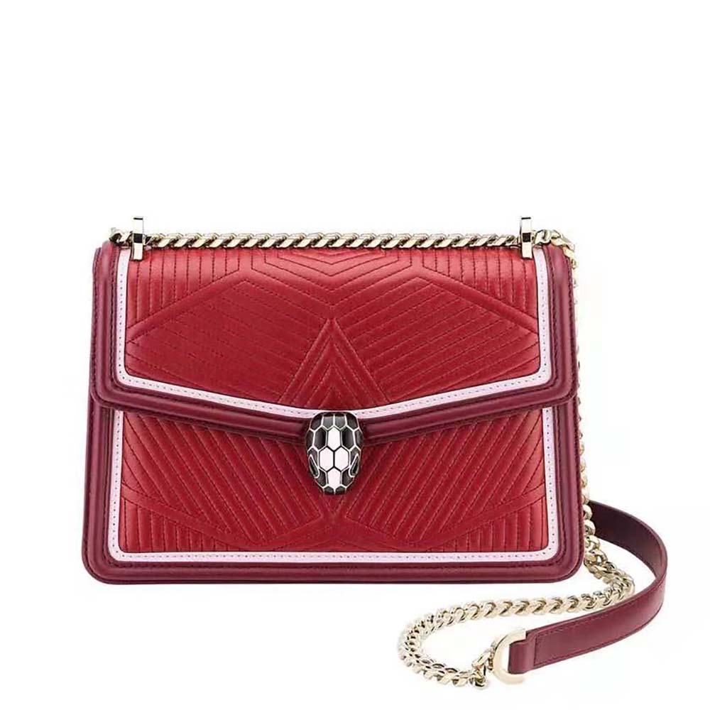 Bvlgari Women Serpenti Forever Shoulder Bag-Red