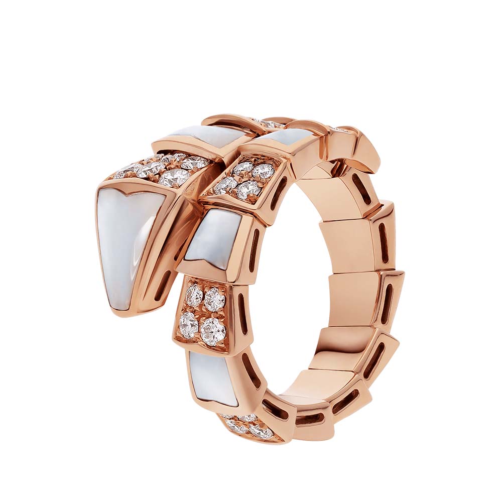 Front close-up of Bvlgari Women Serpenti Viper One-Coil Ring rose gold