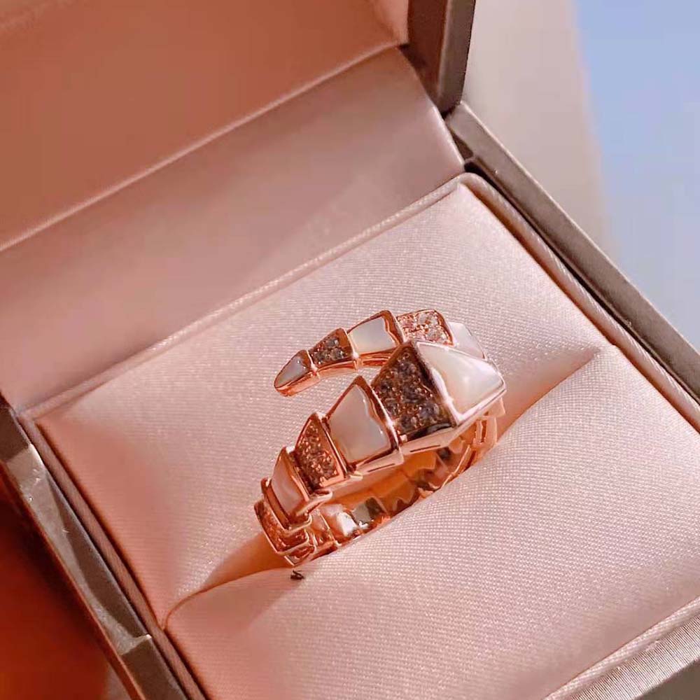 Bvlgari Women Serpenti Viper One-Coil Ring in 18 KT Rose Gold - image 4