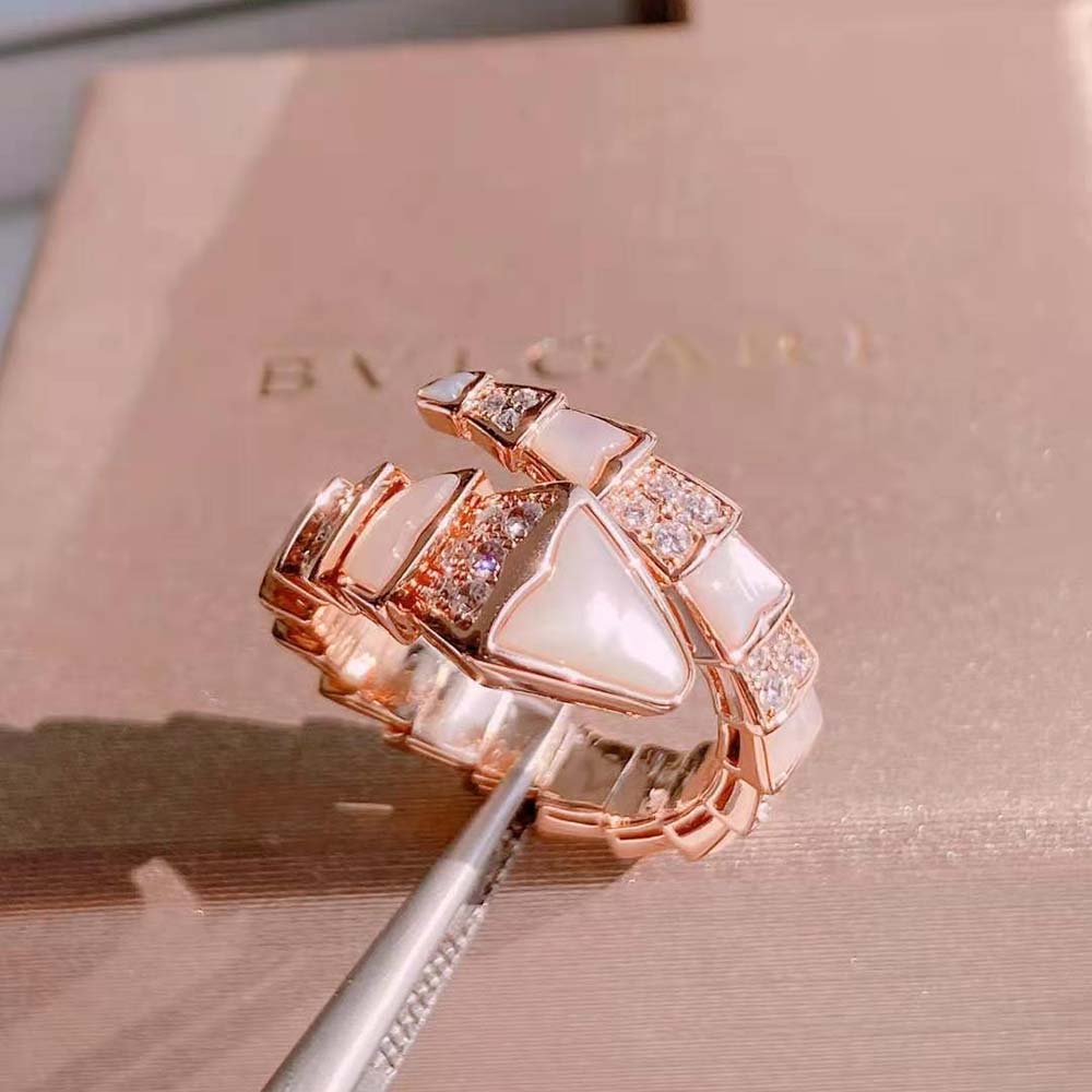 Bvlgari Women Serpenti Viper One-Coil Ring in 18 KT Rose Gold - image 7