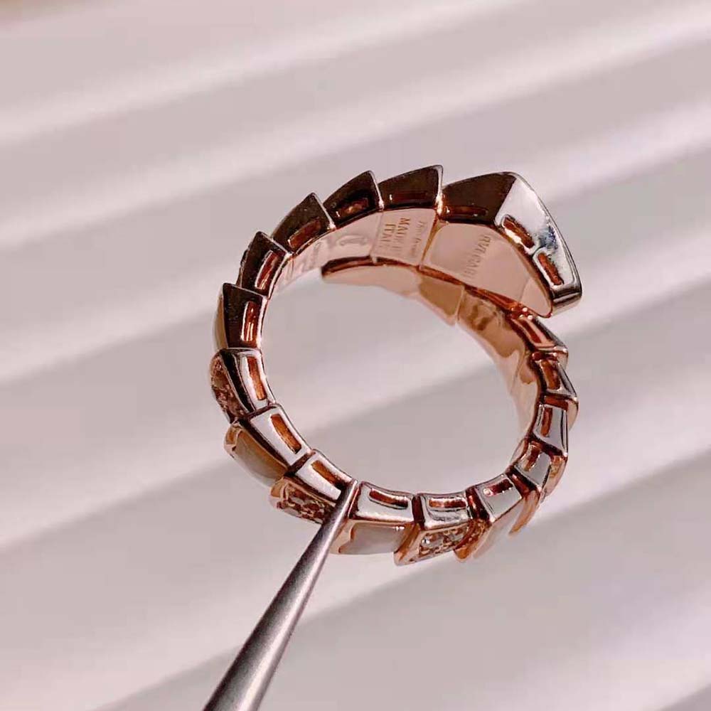 Bvlgari Women Serpenti Viper One-Coil Ring in 18 KT Rose Gold - image 8