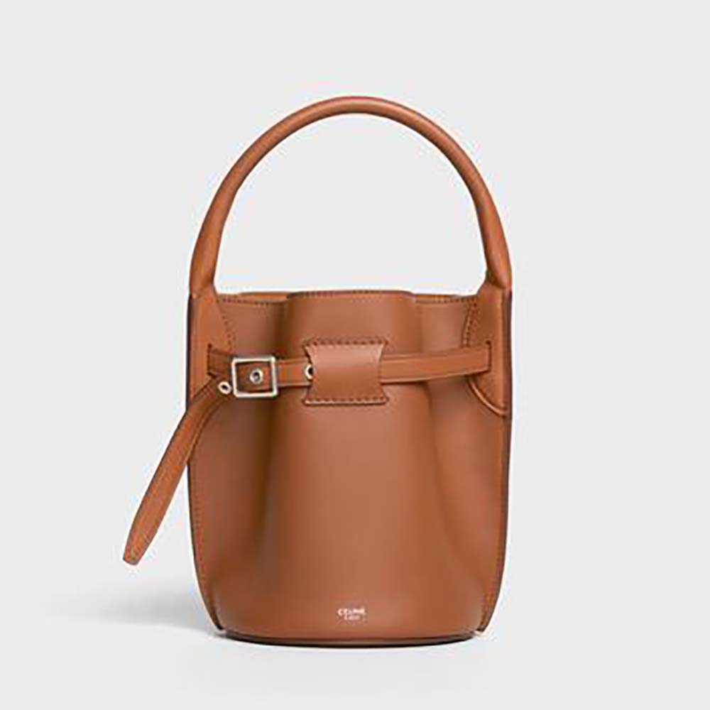 Front angle of Celine Women Big Bag Nano Bucket smooth calfskin brown