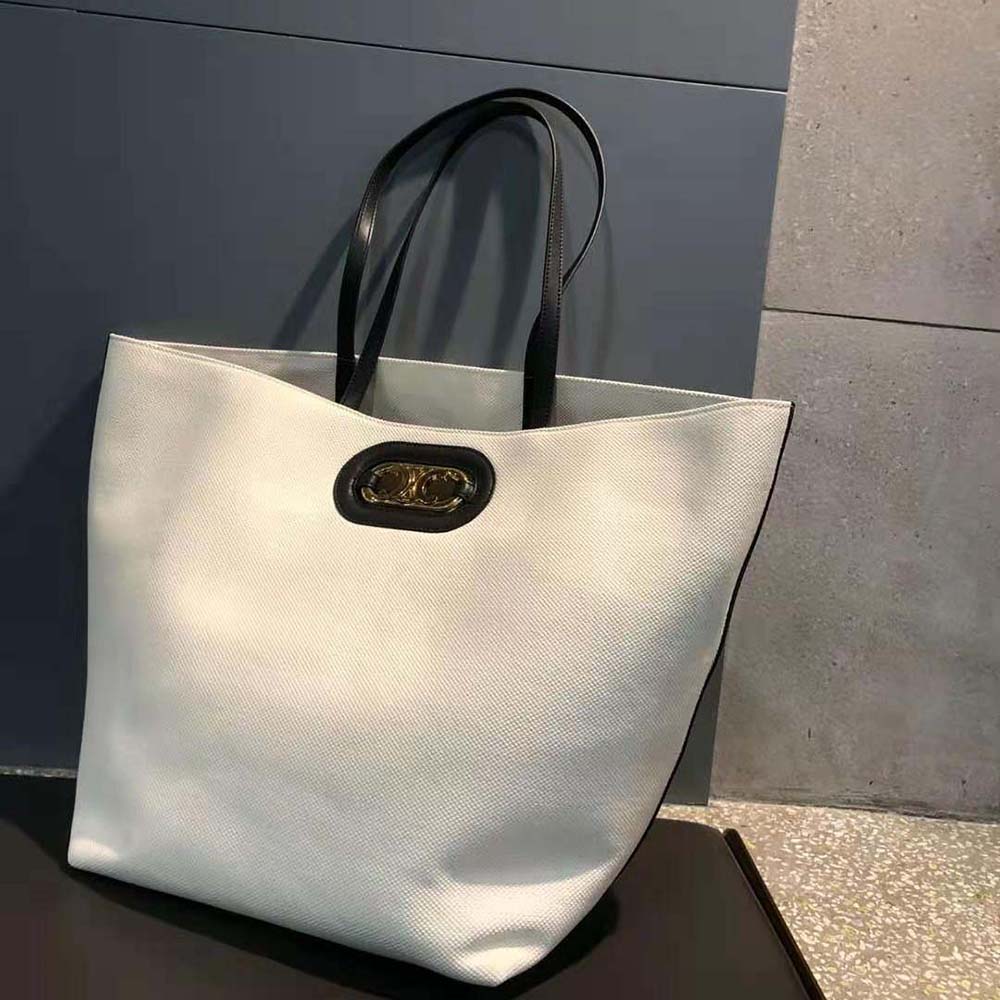 Side angle showing spacious silhouette of Celine Women Cabas Maillon Triomphe handbag