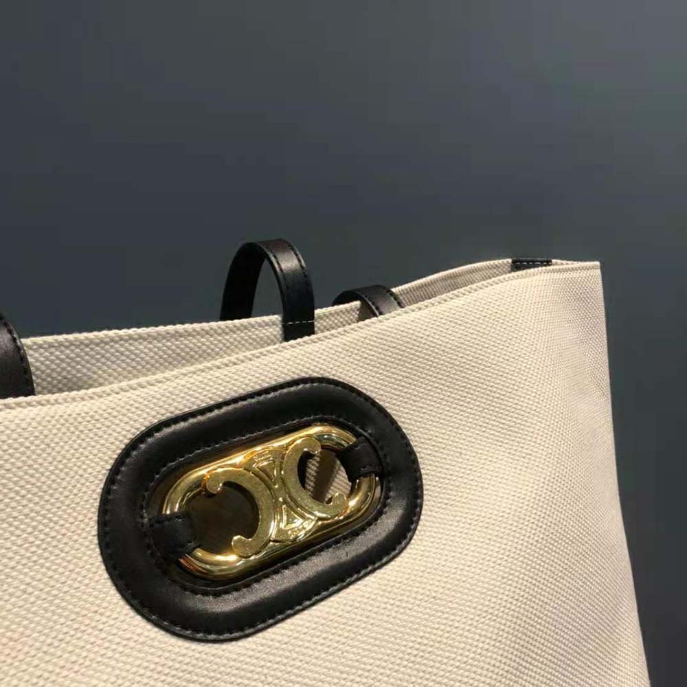 Celine Women Cabas Maillon Triomphe in Textile and Calfskin - image 9
