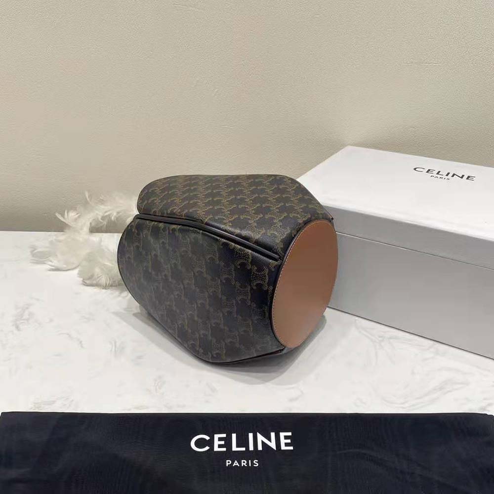 Side angle showing brown leather trim on Celine Marlou Bag