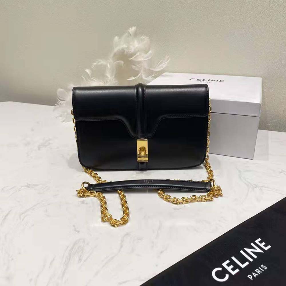 Celine Women Chain Bag 16 in Satinated Calfskin-Black - image 4
