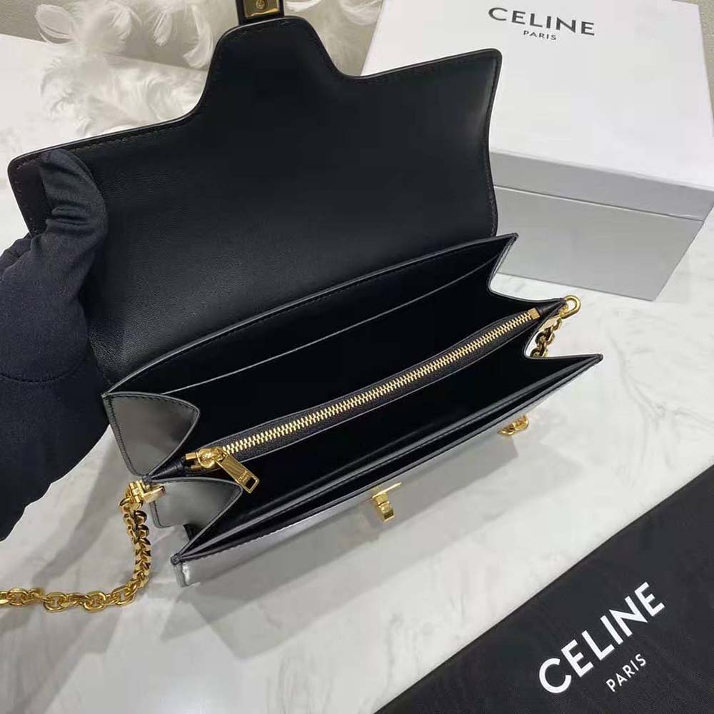 Celine Women Chain Bag 16 in Satinated Calfskin-Black - image 7