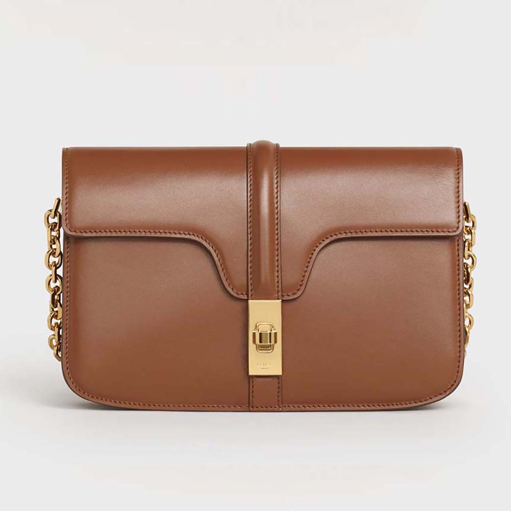 Celine Women Chain Bag 16 in Satinated Calfskin-Brown - image 1