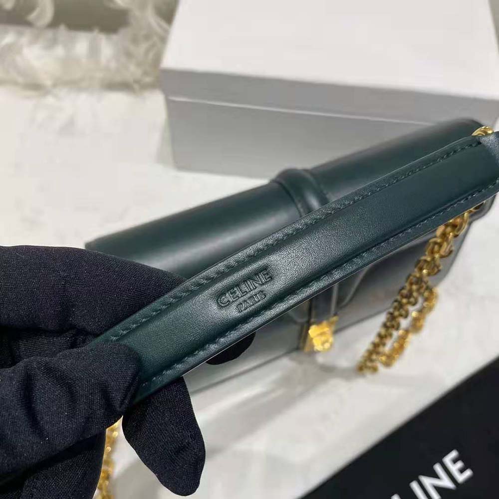 Celine Women Chain Bag 16 in Satinated Calfskin-Green - image 9