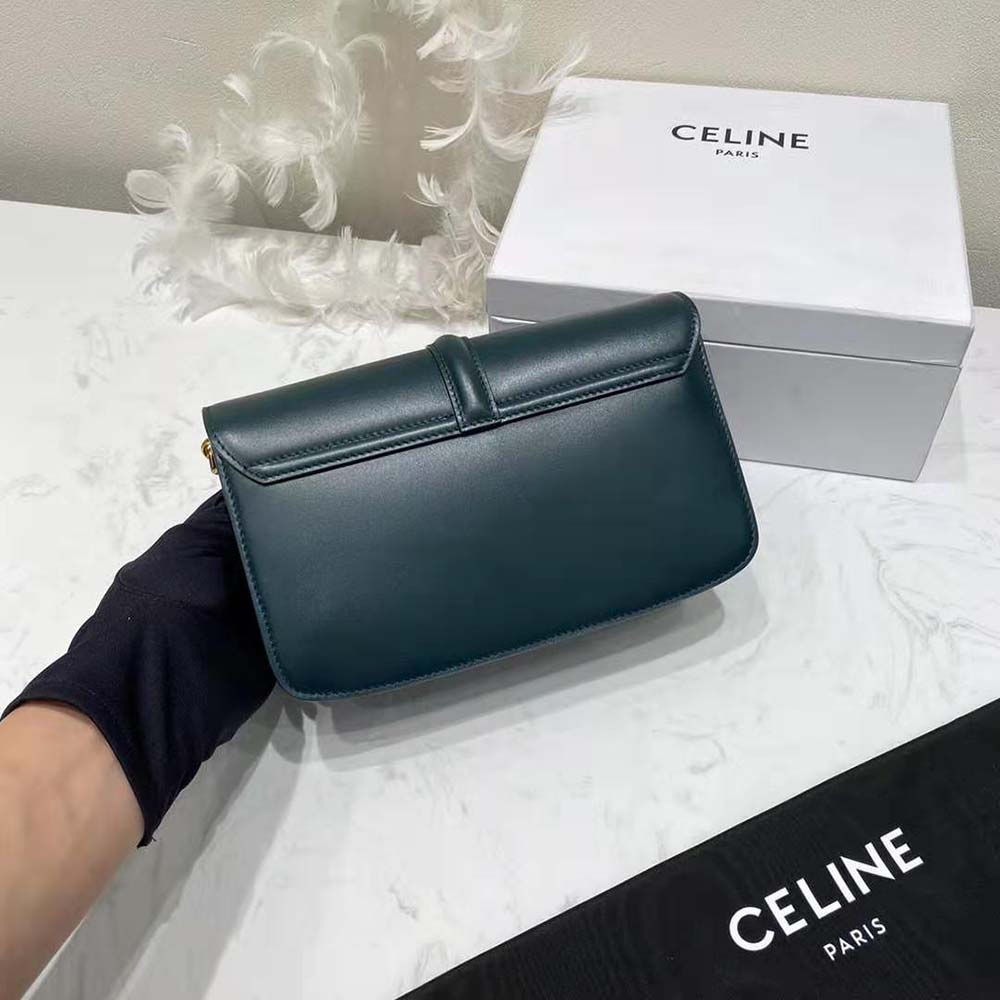 Side profile showing slim silhouette of Celine Women Chain Bag 16 green