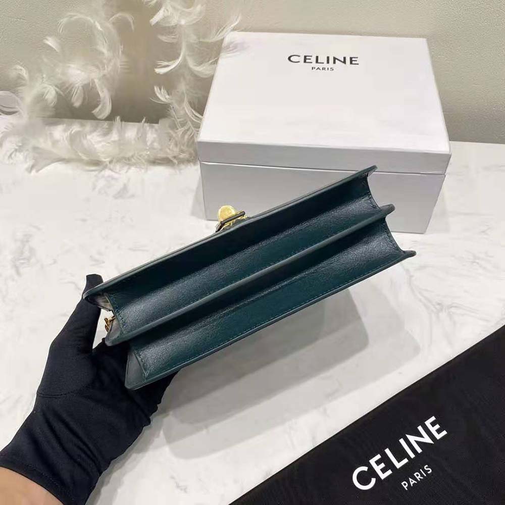 Celine Women Chain Bag 16 in Satinated Calfskin-Green - image 5