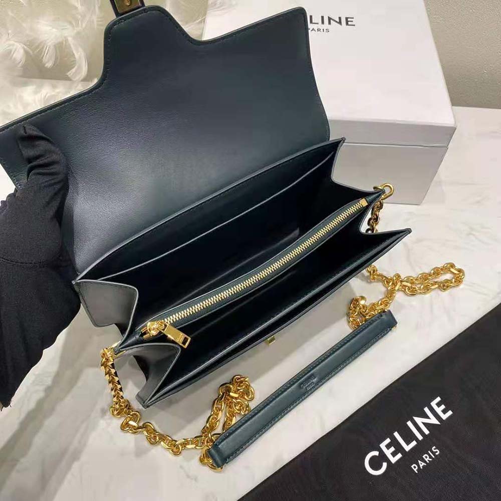 Celine Women Chain Bag 16 in Satinated Calfskin-Green - image 7