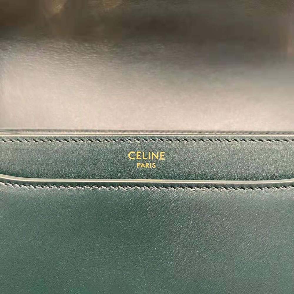 Celine Women Chain Bag 16 in Satinated Calfskin-Green - image 8