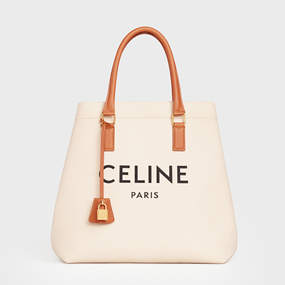 Front view of Celine Women Horizontal Cabas Celine in white canvas