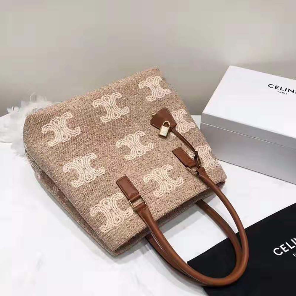 Side profile showing silhouette of Celine Women Horizontal Cabas Celine in Triomphe jacquard