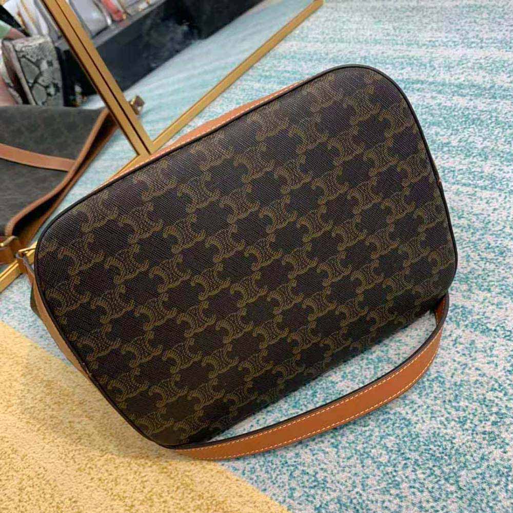 Celine Women Medium Bucket in Triomphe Canvas-Brown - image 5