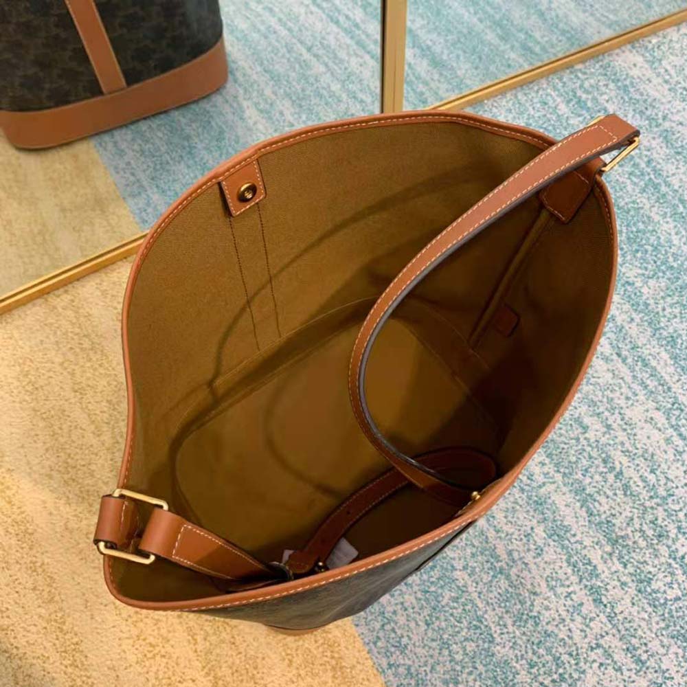 Celine Women Medium Bucket in Triomphe Canvas-Brown - image 7