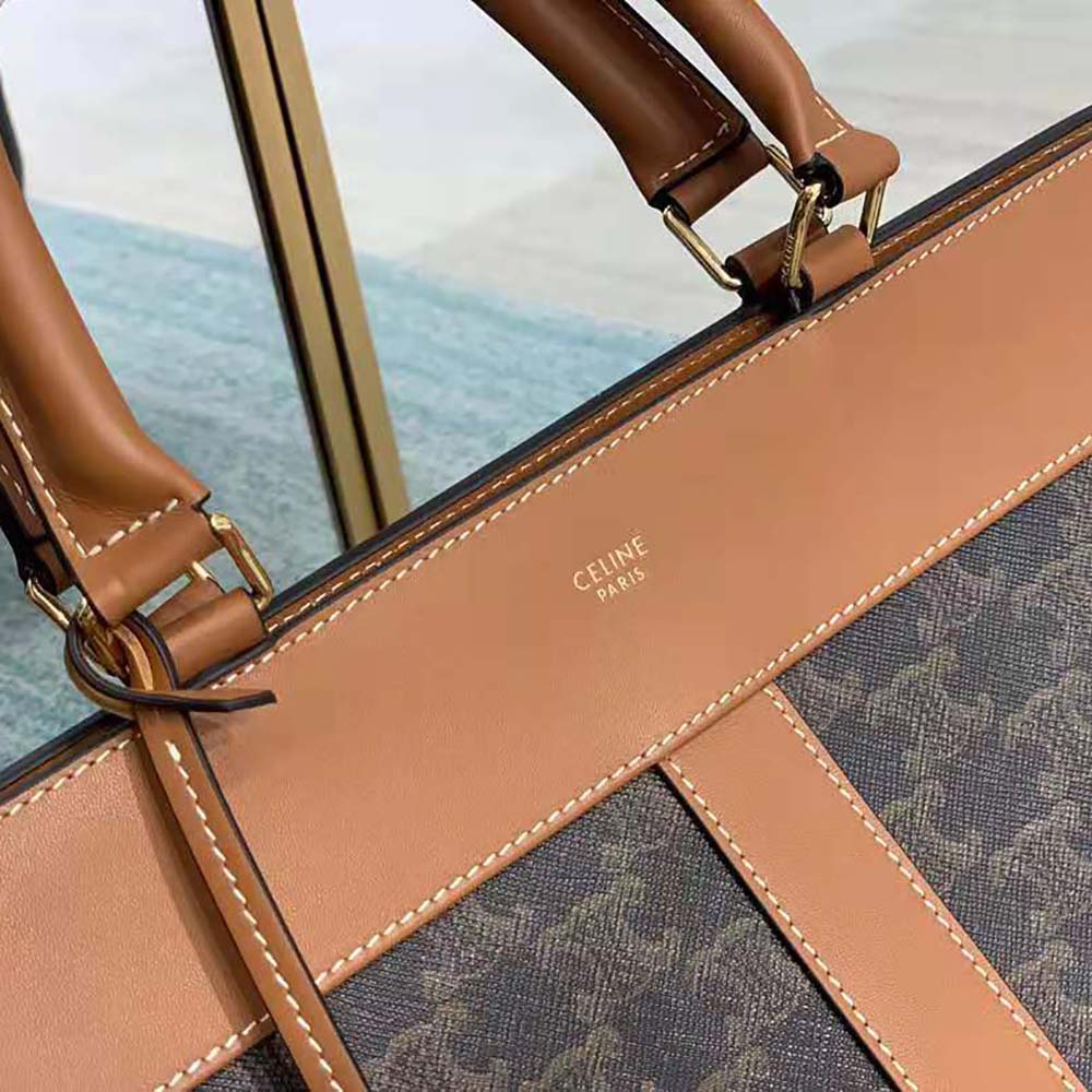Celine Women Medium Cabas DE France Bag in Triomphe Canvas and Calfskin - image 8