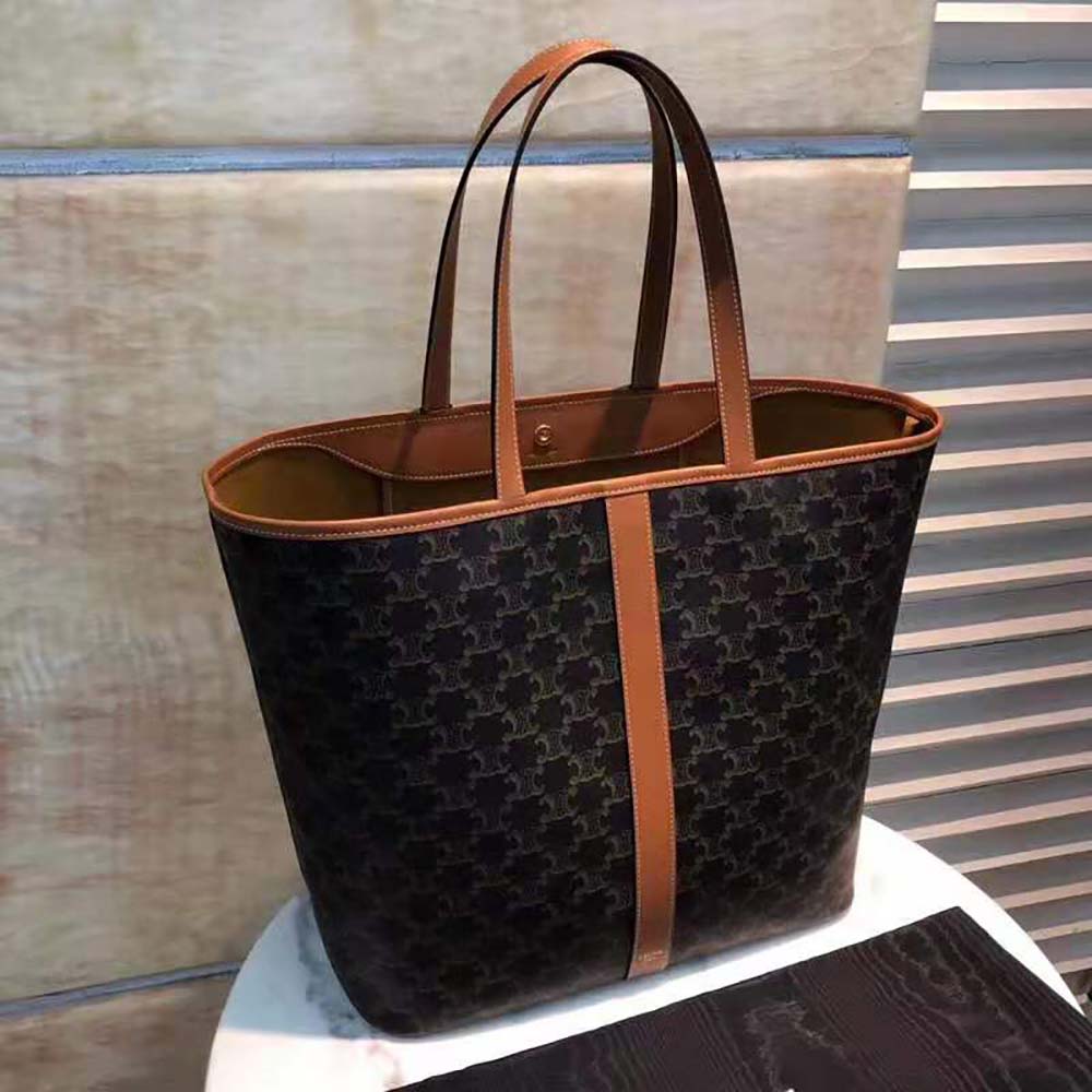 Side profile showing structured silhouette of Celine Women Medium Cabas