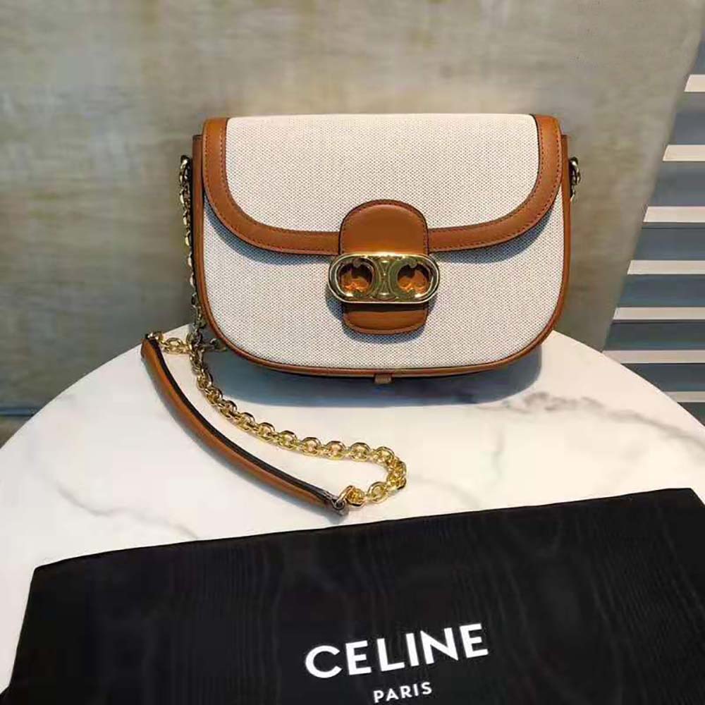 Close-up of gold Maillon Triomphe chain hardware on Celine bag