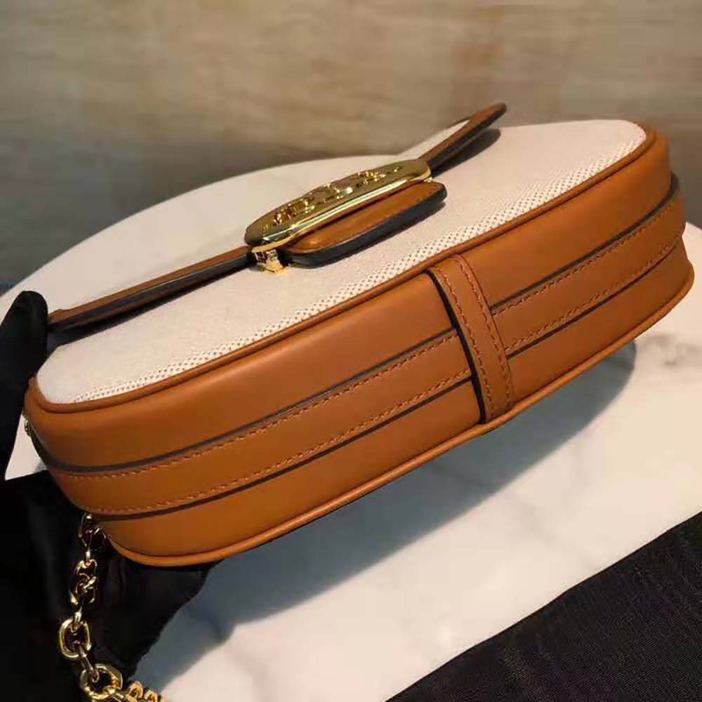 Celine Women Medium Chain Maillon Triomphe Bag in Textile and Calfskin - image 4