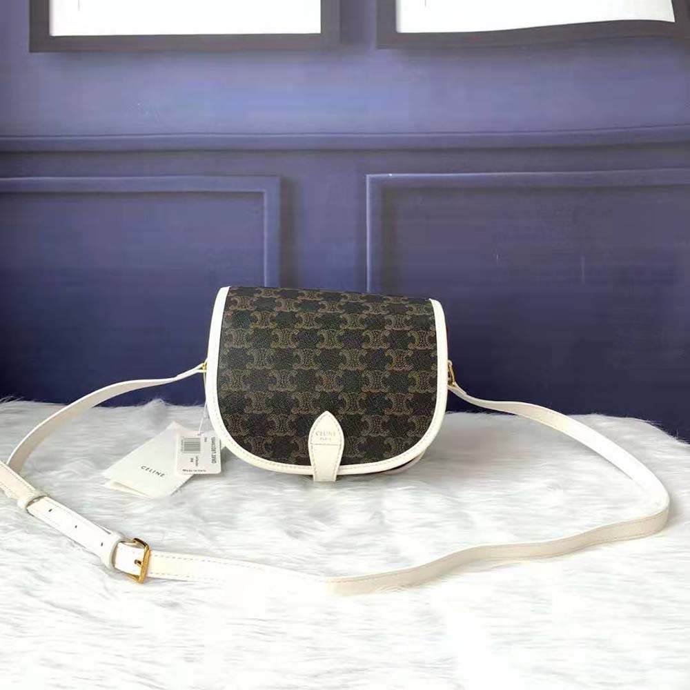 Close-up of gold-tone hardware on Celine Women Medium Folco Bag