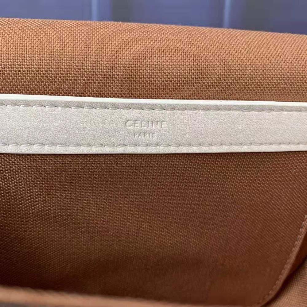Celine Women Medium Folco Bag in Triomphe Canvas-White - image 8