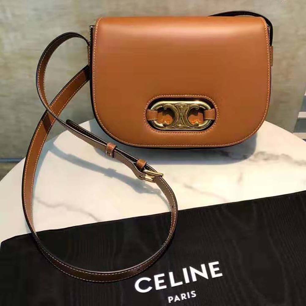 Celine Women Medium Maillon Triomphe Bag in Natural Calfskin-Brown - image 2