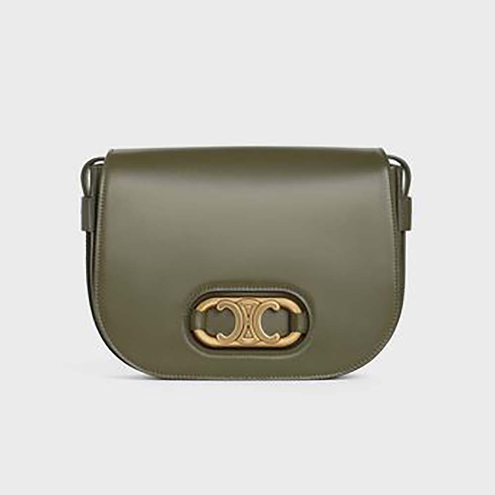 Celine Women Medium Maillon Triomphe Bag in Natural Calfskin-Green - image 1