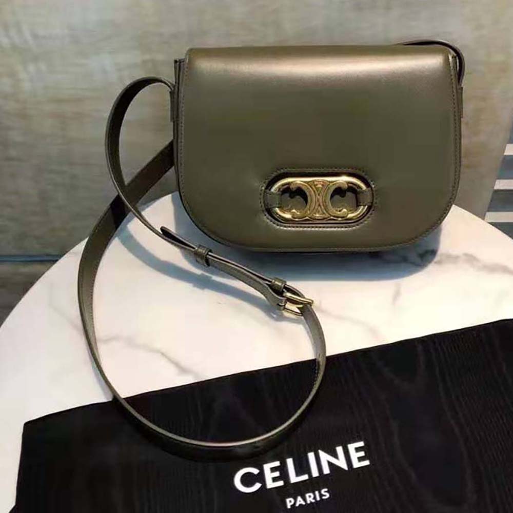 Celine Women Medium Maillon Triomphe Bag in Natural Calfskin-Green - image 2